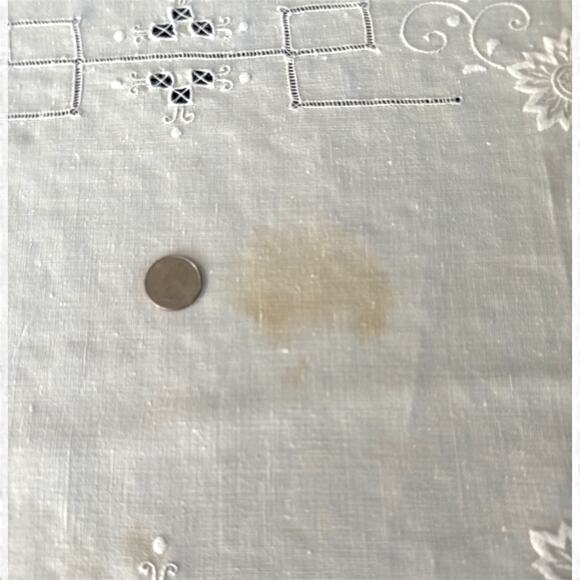 Fine Vintage Italian Linen Needlelace Tablecloth 118 × 65” Ecru Embroidered Rare - Picture 4 of 9